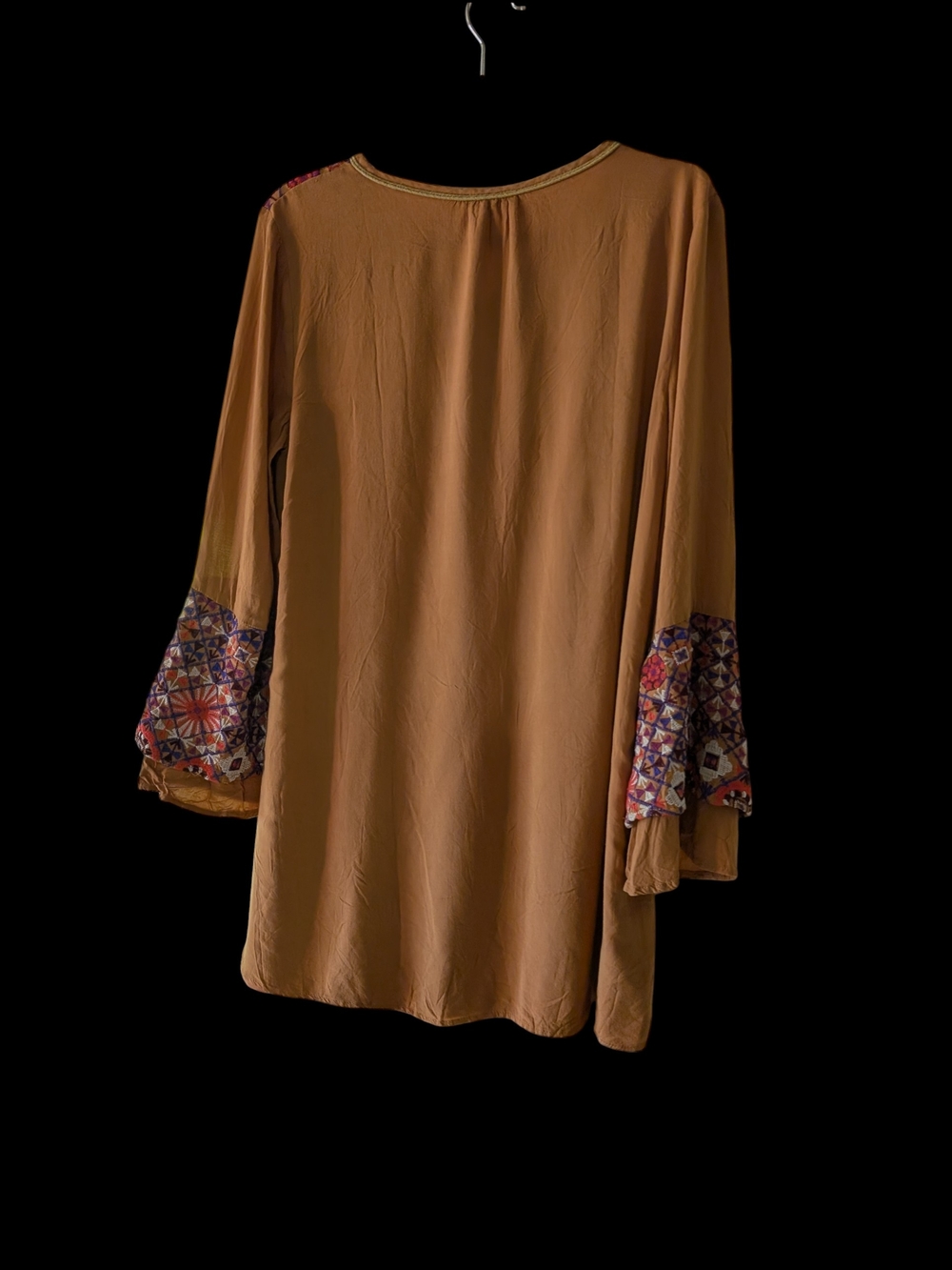 JODIFL Mustard Long Sleeve Boho Tunic Dress/Shirt With Embroidered Yoke , Lined. - Picture 2 of 4